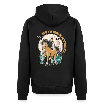 Skelett Reitpferd Fehler Reiten - Unisex Premium Bio Zip Hoodie - Schwarz - Hinten - Nico (187cm)