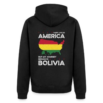 Nés : Boliviens, Bolivie, Américains, États-Unis - Veste à capuche bio Premium Unisexe - noir - Dos - Nico (187cm)