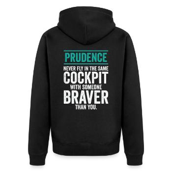 Klugheit Weisheit Zitate Pilot Philosophie - Unisex Premium Bio Zip Hoodie - Schwarz - Hinten - Nico (187cm)