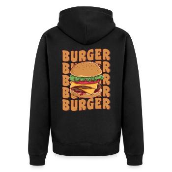 Groovy Cheeseburger Lover Burger Cookout Foodie - Unisex Premium Organic Zip Hoodie - black - Back - Nico (187cm)