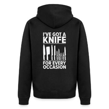 Messersammler Messer Sammeln - Unisex Premium Bio Zip Hoodie - Schwarz - Hinten - Nico (187cm)