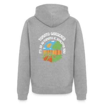 Tomate Jardinier Amoureux Drôle de Jardinier - Veste à capuche bio Premium Unisexe - gris chiné - Dos - Nico (187cm)