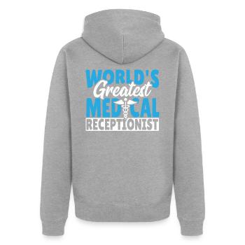 Réception médicale de la réceptionniste en médecine - Veste à capuche bio Premium Unisexe - gris chiné - Dos - Nico (187cm)