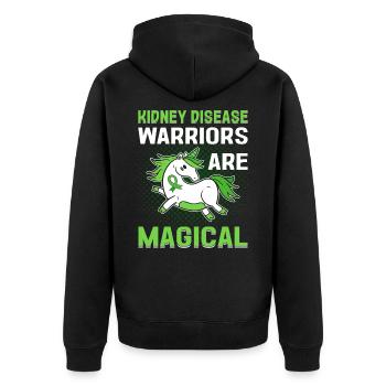 Kidney Disease Warriors Are Magical Kidney Green - Unisex Premium Organic Zip Hoodie - black - Back - Nico (187cm)