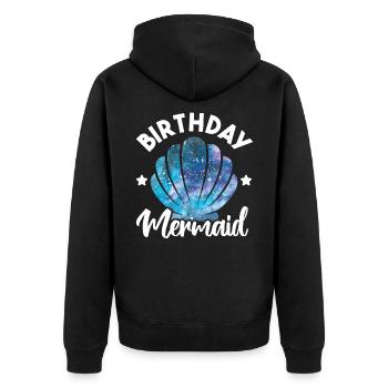 Anniversaire Mermaid Party Girl Seashell Matching - Veste à capuche bio Premium Unisexe - noir - Dos - Nico (187cm)