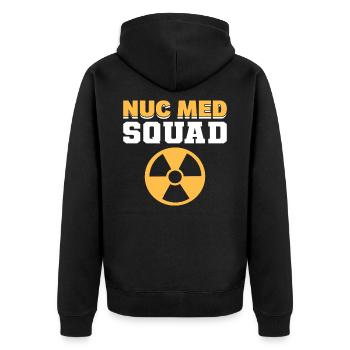 Nuc Med Squad Nuclear Medicine Technologist - Unisex Premium Bio Zip Hoodie - Schwarz - Hinten - Nico (187cm)