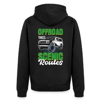 Offroad Takes Scenic Routes Offroading Off-Roading - Unisex Premium Organic Zip Hoodie - black - Back - Nico (187cm)