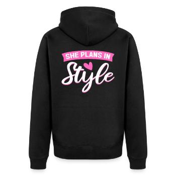 She Plans In Style Interior Designer Interior - Unisex Premium Organic Zip Hoodie - black - Back - Nico (187cm)