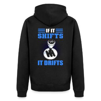 If It Shifts It Drifts Drifting Car Racing - Unisex Premium Organic Zip Hoodie - black - Back - Nico (187cm)