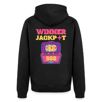 Winner Jackpot Lucky Slot Machine - Unisex Premium Organic Zip Hoodie - black - Back - Nico (187cm)