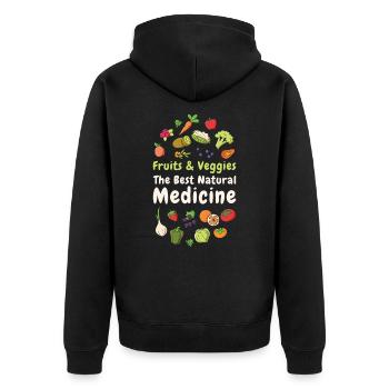 Médecine Naturelle Légumes Végétaliens Amateurs de fruits Fraîcheur - Veste à capuche bio Premium Unisexe - noir - Dos - Nico (187cm)