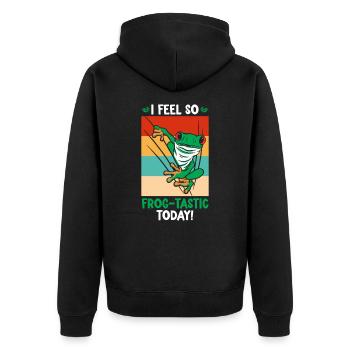 Rotäugiger Laubfrosch Niedliches - Unisex Premium Bio Zip Hoodie - Schwarz - Hinten - Nico (187cm)