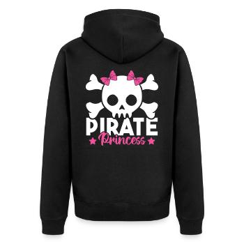 Niedlicher Pirat Prinzessin Rosa Piratenschädel und - Unisex Premium Bio Zip Hoodie - Schwarz - Hinten - Nico (187cm)
