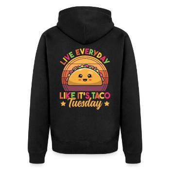 Vivez tous les jours comme si c’était Taco Tuesday Retro Funny - Veste à capuche bio Premium Unisexe - noir - Dos - Nico (187cm)