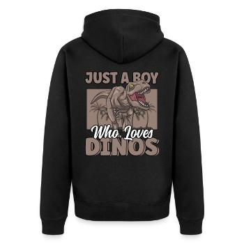 Nur ein Junge, der Dinosaurier liebt Tyrannosaurus Rex - Unisex Premium Bio Zip Hoodie - Schwarz - Hinten - Nico (187cm)