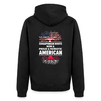 Geboren in Singapur Singapur Amerikaner USA - Unisex Premium Bio Zip Hoodie - Schwarz - Hinten - Nico (187cm)
