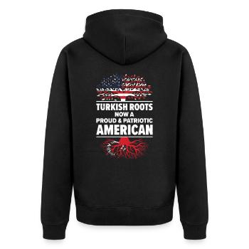 Born Turkish Turkey American USA Citizenship - Unisex Premium Organic Zip Hoodie - black - Back - Nico (187cm)