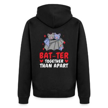 Câlin de la Saint-Valentin Paire de chauves-souris mignonnes - Veste à capuche bio Premium Unisexe - noir - Dos - Nico (187cm)