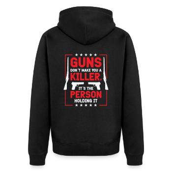 Waffen Pistolenliebhaber Waffenbesitzer Schießen - Unisex Premium Bio Zip Hoodie - Schwarz - Hinten - Nico (187cm)