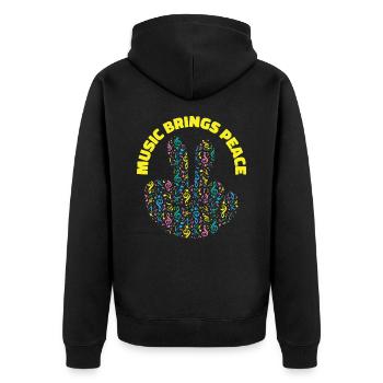 Friedensliebhaber Musik Noten Musiker - Unisex Premium Bio Zip Hoodie - Schwarz - Hinten - Nico (187cm)