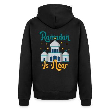 Ramadan Ramadan Mubarak islamisch Ramazan - Unisex Premium Bio Zip Hoodie - Schwarz - Hinten - Nico (187cm)