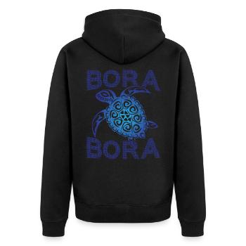 Polynesian Blue Tribal Sea Turtle Bora Bora - Unisex Premium Organic Zip Hoodie - black - Back - Nico (187cm)