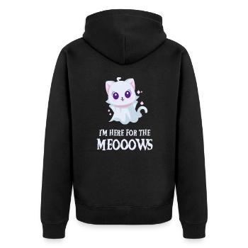 Chaton fantôme mignon drôle d’Halloween - Veste à capuche bio Premium Unisexe - noir - Dos - Nico (187cm)