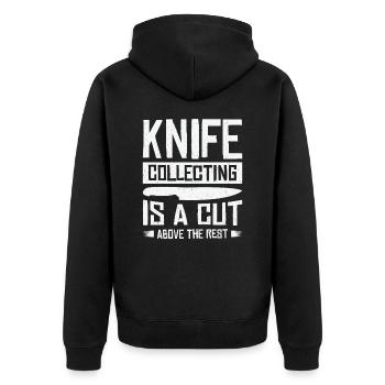 Messersammler Messer Sammeln - Unisex Premium Bio Zip Hoodie - Schwarz - Hinten - Nico (187cm)