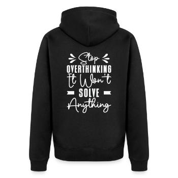 Overthinking Line Art Overthinker Anxiety Drawing - Unisex Premium Organic Zip Hoodie - black - Back - Nico (187cm)