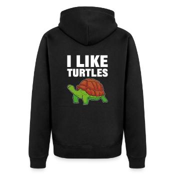 I like Turtles Sea Turtle - Unisex Premium Bio Zip Hoodie - Schwarz - Hinten - Nico (187cm)