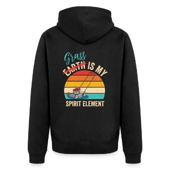 Rasenmähen Earth Spirit Element Rasenmäher - Unisex Premium Bio Zip Hoodie - Schwarz - Hinten - Nico (187cm)