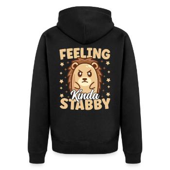 Cute Hedgehog Feeling Kinda Stabby Funny - Unisex Premium Organic Zip Hoodie - black - Back - Nico (187cm)