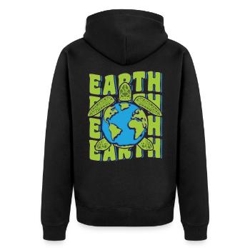 Groovy Planet Earth Day Sea Turtle Lover Ocean - Unisex Premium Organic Zip Hoodie - black - Back - Nico (187cm)