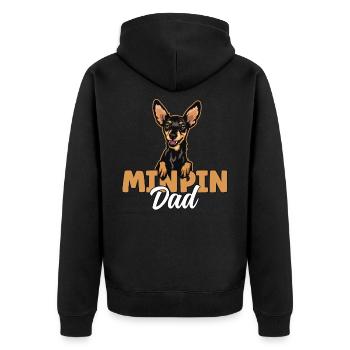 Min Pin Papa Miniature Pinscher Chien Papa Min Pin - Veste à capuche bio Premium Unisexe - noir - Dos - Nico (187cm)