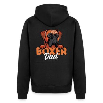 Boxer Vater Hund Liebhaber Boxer Hund Vater Boxer Hund - Unisex Premium Bio Zip Hoodie - Schwarz - Hinten - Nico (187cm)