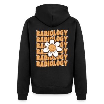 Groovy Radiologist Daisy Flower Retro Radiologie - Unisex Premium Bio Zip Hoodie - Schwarz - Hinten - Nico (187cm)