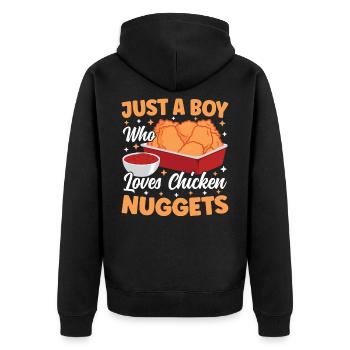 Juste un garçon qui aime les pépites de poulet drôle - Veste à capuche bio Premium Unisexe - noir - Dos - Nico (187cm)
