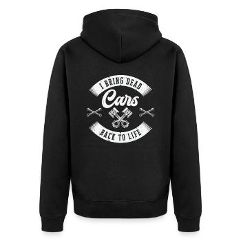Automechaniker Auto-Motor-Reparatur - Unisex Premium Bio Zip Hoodie - Schwarz - Hinten - Nico (187cm)