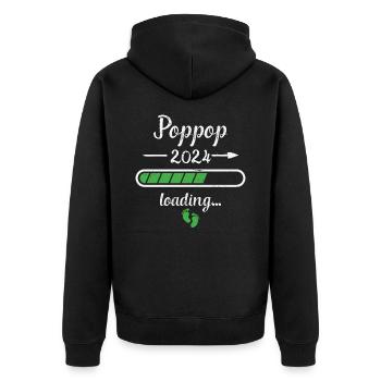 Poppop 2024 Loading Schwangerschaft Großvater - Unisex Premium Bio Zip Hoodie - Schwarz - Hinten - Nico (187cm)