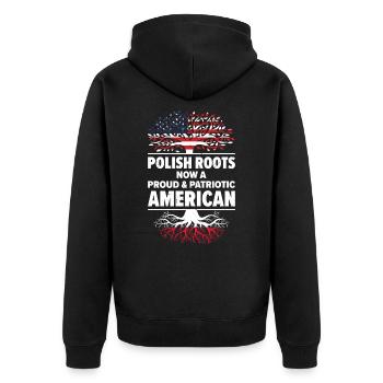 Né Pologne Pologne Américains USA - Veste à capuche bio Premium Unisexe - noir - Dos - Nico (187cm)