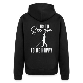 Braille-Schrift Blinde Blindheit Bewusstsein - Unisex Premium Bio Zip Hoodie - Schwarz - Hinten - Nico (187cm)