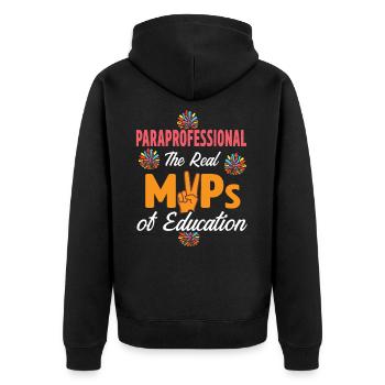 Hilfskraft Lehrerin Hilfserzieherin - Unisex Premium Bio Zip Hoodie - Schwarz - Hinten - Nico (187cm)