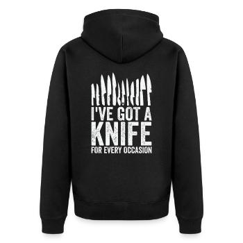 Messersammler Messer Sammeln - Unisex Premium Bio Zip Hoodie - Schwarz - Hinten - Nico (187cm)