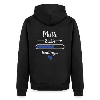 Mutti 2024 Loading Schwangerschaft Mutter Mutter - Unisex Premium Bio Zip Hoodie - Schwarz - Hinten - Nico (187cm)