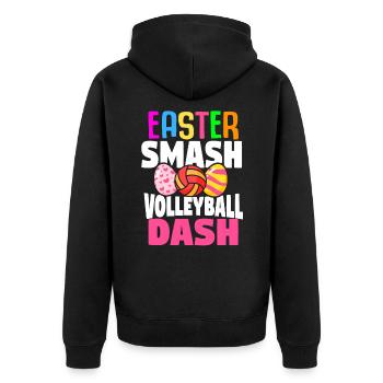 Ostern Volleyball Hase Ferien Kaninchen Sport - Unisex Premium Bio Zip Hoodie - Schwarz - Hinten - Nico (187cm)