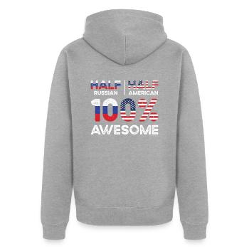 Born Russian Russia American USA Citizenship - Unisex Premium Organic Zip Hoodie - heather grey - Back - Nico (187cm)