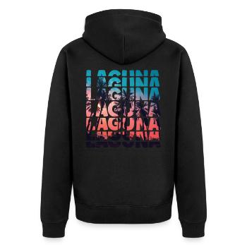 Laguna Beach Kalifornien Urlaub Ocean Palm Tree - Unisex Premium Bio Zip Hoodie - Schwarz - Hinten - Nico (187cm)