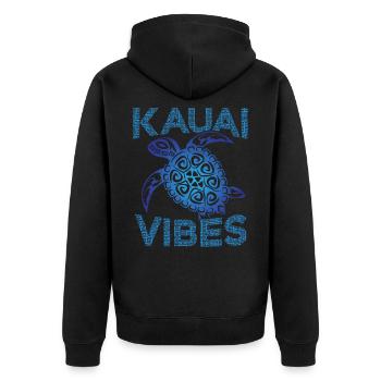 Polynesian Blue Tribal Sea Turtle Kauai Vibes - Unisex Premium Organic Zip Hoodie - black - Back - Nico (187cm)
