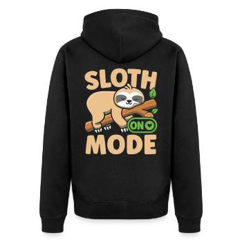 Cute Sloth Mode On Funny Lazy Sloth Sleeping - Unisex Premium Organic Zip Hoodie - black - Back - Nico (187cm)
