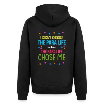 Hilfskraft Lehrerin Hilfserzieherin - Unisex Premium Bio Zip Hoodie - Schwarz - Hinten - Nico (187cm)